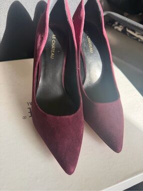 le chateau Burgundy Suede Pointed-Toe Heels